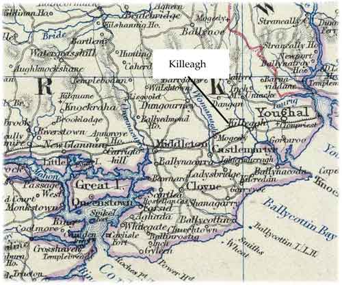  map showing position of Killeagh